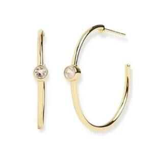 MARRIN COSTELLO Women's White Topaz Gold Plated Sterling Mystique Hoop Earrings